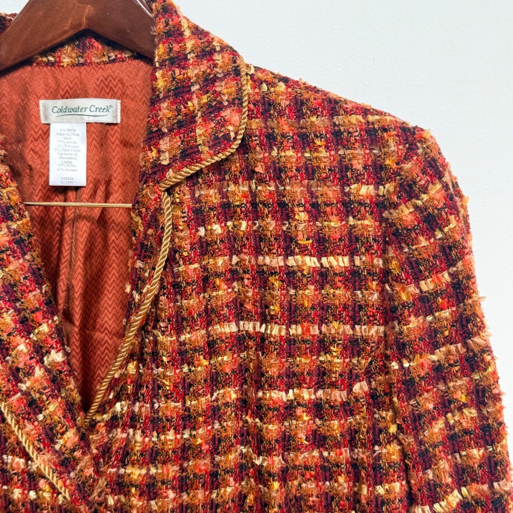 Coldwater Creek Rust Bouclé Tweed Blazer Jacket Fall Multicolor Lady Jacket - Picture 5 of 7